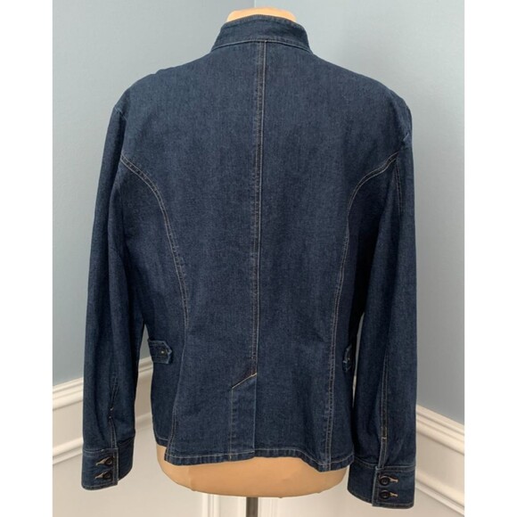 Lands End Jacket Womens XL Denim Barn Chore Cargo Shacket Field Outdoor Garden - Picture 2 of 11